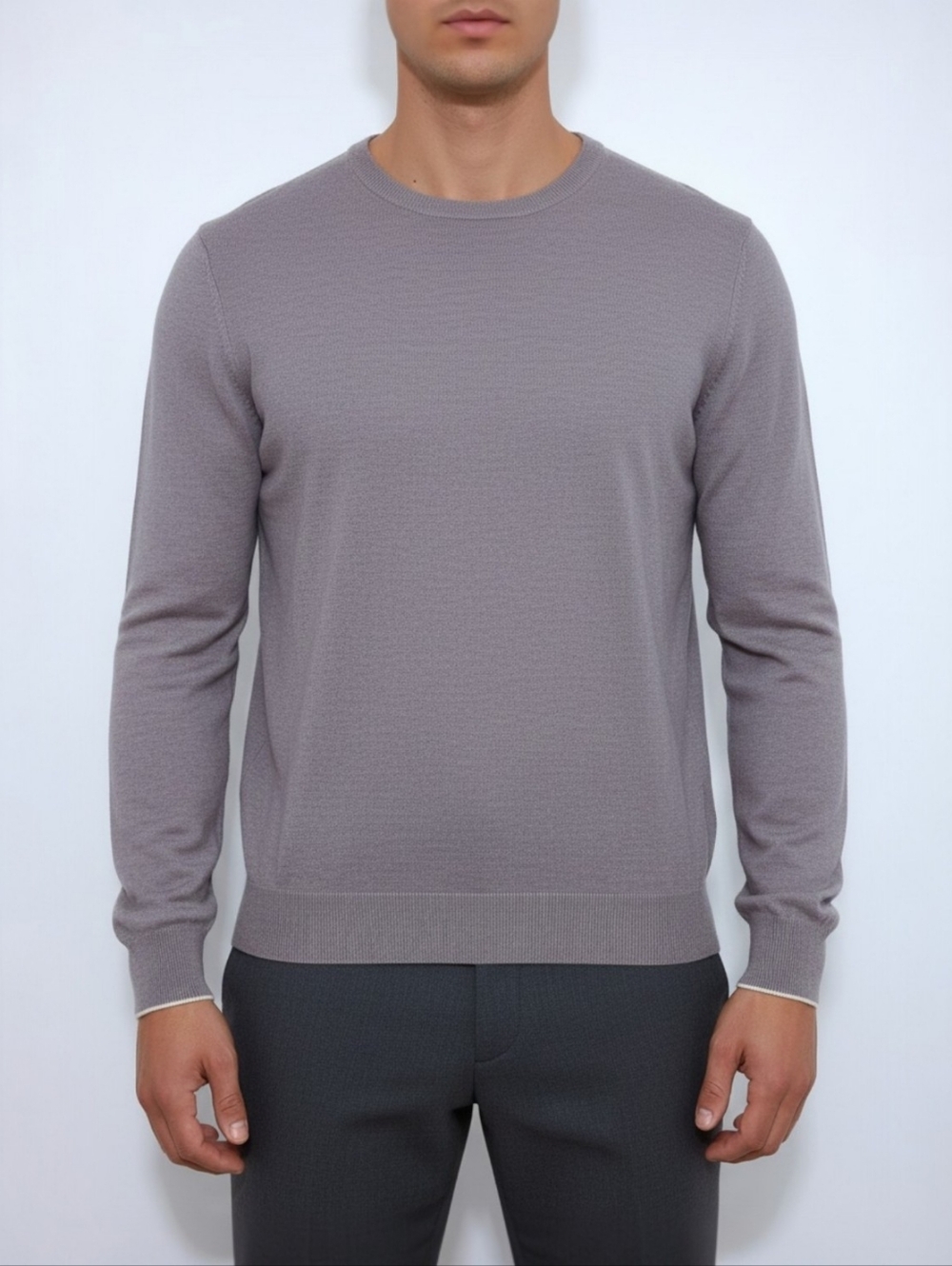 Fioroni Cotton Cashmere Silk Blend Sweater XL IT 56 Dusty Lavender Minimalist